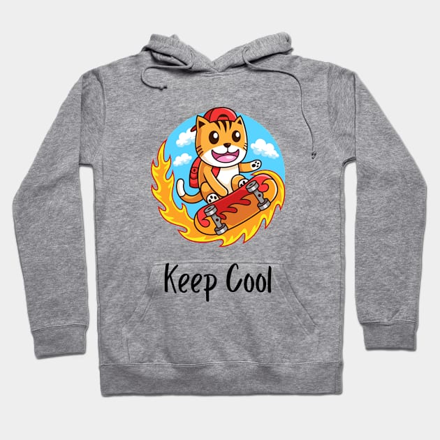Keep Cool funny cat design Hoodie by Purrfect Shop